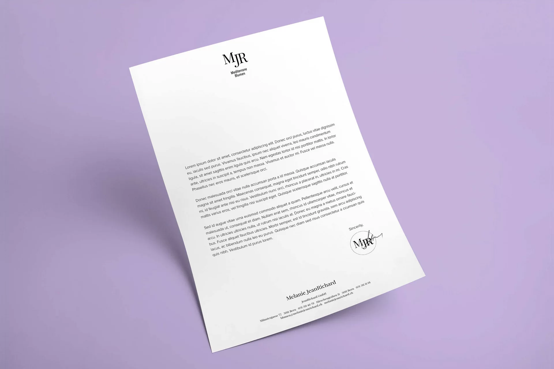 MJR Melanie JeanRichard Blühende Fantasie Mediterran Floristin Blumen Blumenwelt Angepasstes Branding Plakat Cover Print Swiss Grafikdesign Art Direction Creative Direction Fotografie Illustration Bunt Farbig Bildkomposition