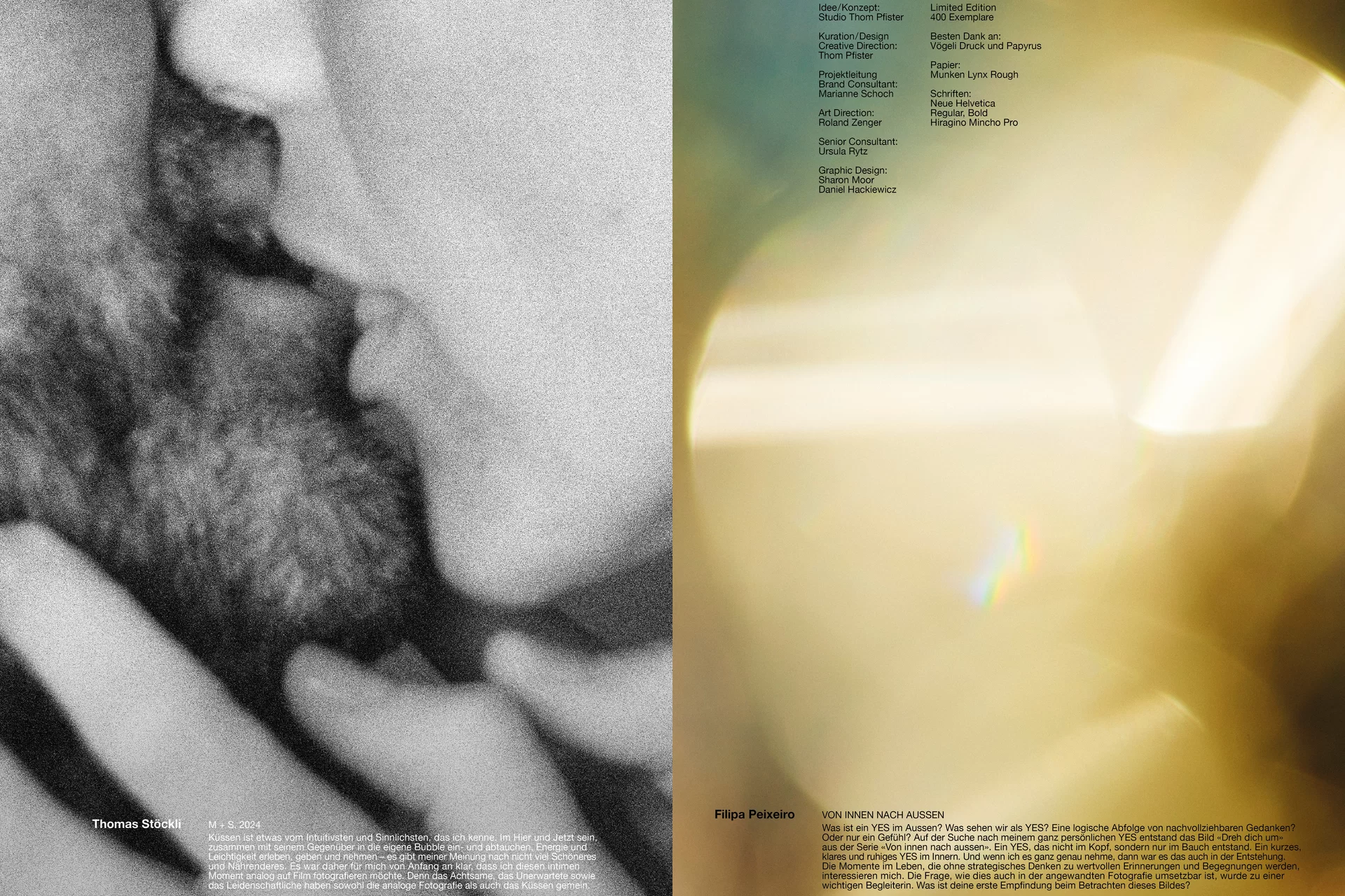 Studio Thom Pfister YES Einmalig Ausstellung Einladung Kuratiert Künstlerinnen Kunst Verkauf Swiss Grafikdesign International Art Direction Creative Direction Grossformat Magazin limitiert Cover Titelbild Inhalt Text Christof Gertsch Plakat Karte Postversand Fotografie Illustration Bunt Farbig Bildkomposition