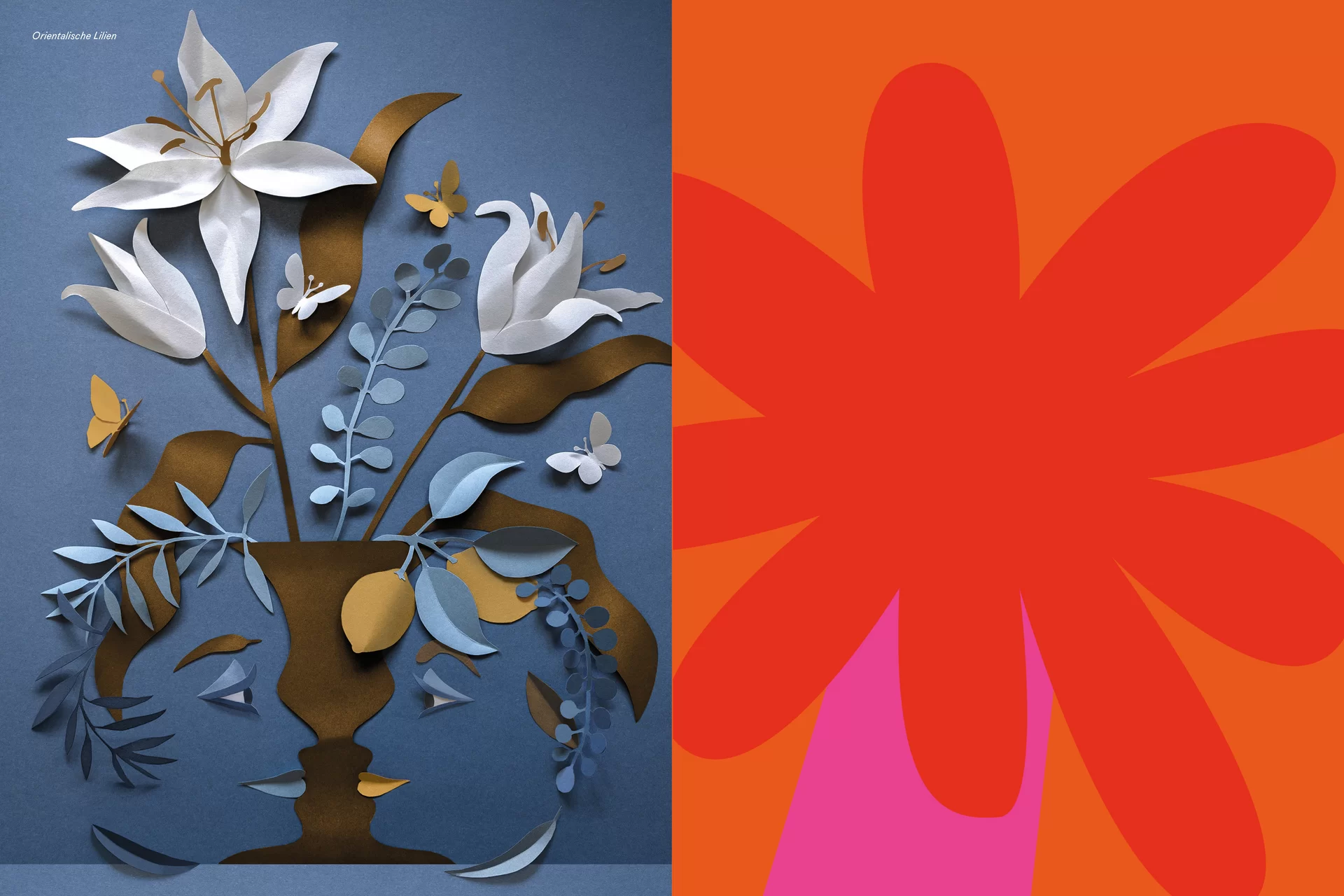 MJR Melanie JeanRichard Begegnungen Mediterran Floristin Blumen Blumenwelt Magazin Kunstmagazin Angepasstes Branding Webseite Postkarten Social Media Briefschaften Inhalt Titelblatt Cover Print Swiss Grafikdesign Begegnungen Art Direction Creative Direction Fotografie Illustration Bunt Farbig Bildkomposition