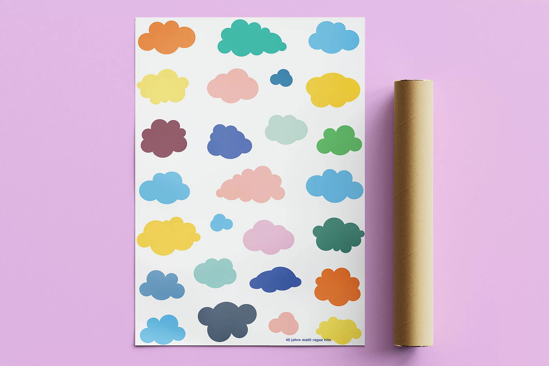 40 Jahre Architektur Plakat Karte Postversand Ansteckknopf Design Swiss Grafikdesign Art Direction Creative Direction Illustration Typographie Bunt, Rosa Orange 