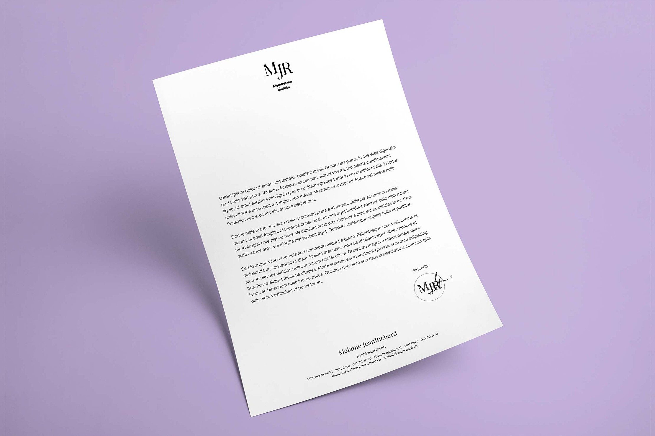 Melanie JeanRichard briefpapier logo branding bern