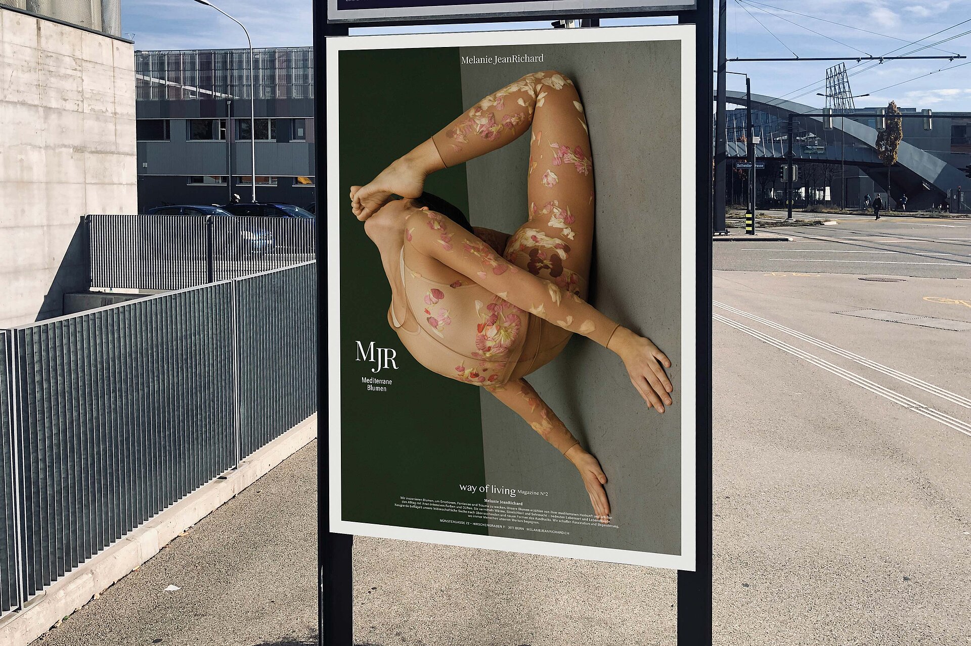 acrobatics with flower body Poster mockup advertising bern