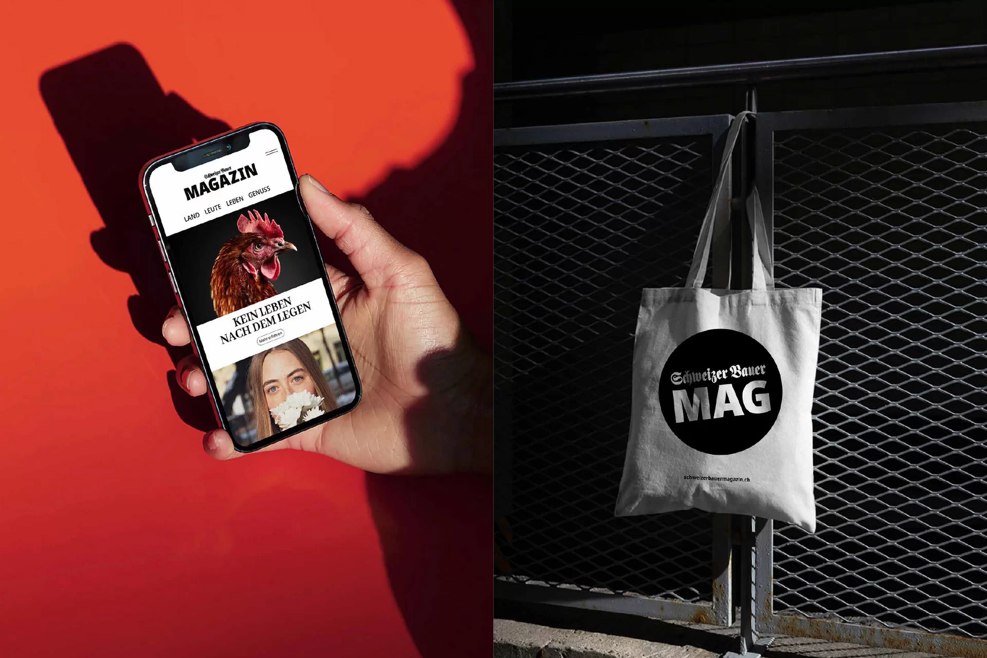 Schweizer Bauer Magazin Landwirtschaft Plakat Mobile Print Webseite Gestaltungskonzept Art Direction Creative Direction Fotografie Illustration Bunt Text Typographie Bildkomposition Essen  