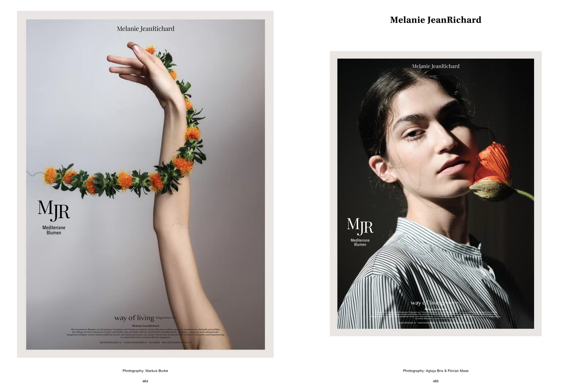 Thom Pfister Buch Inhalt Print Frau Hand Arm Blume Gesicht Swiss Grafikdesign Begegnungen Plakat Art Direction Creative Direction Fotografie Bunt Text Bildkomposition 