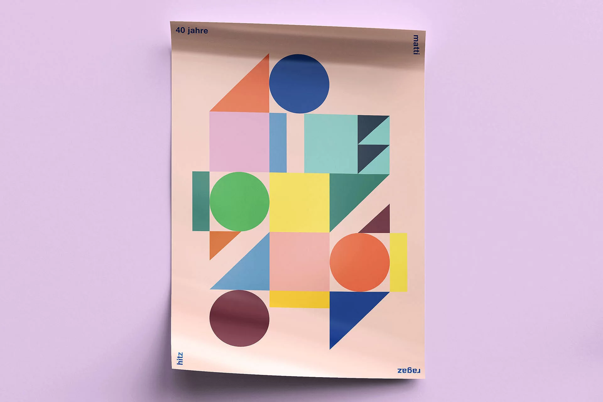 40 Jahre Architektur Plakat Karte Postversand Ansteckknopf Design Swiss Grafikdesign Art Direction Creative Direction Illustration Typographie Bunt, Rosa Orange 