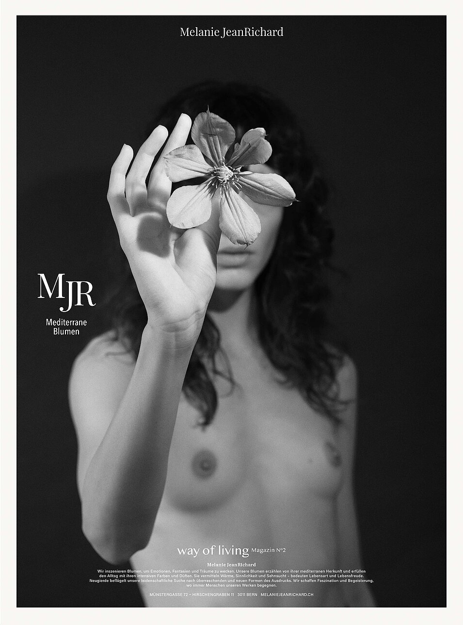 poster topless woman flower in hand advertising bern