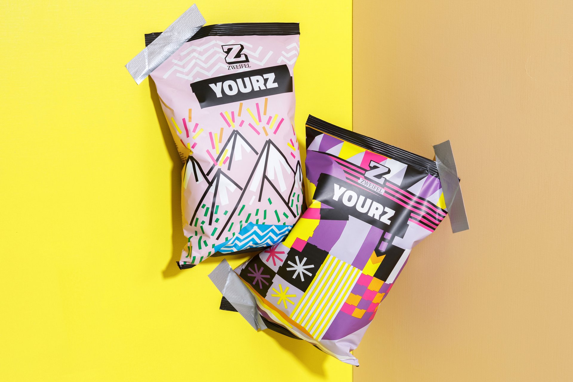 Zweifel Chips Tapeart Tape Snack Colorful Colors Text Designsystem Swiss Graphicdesign Individual Collage Packaging  