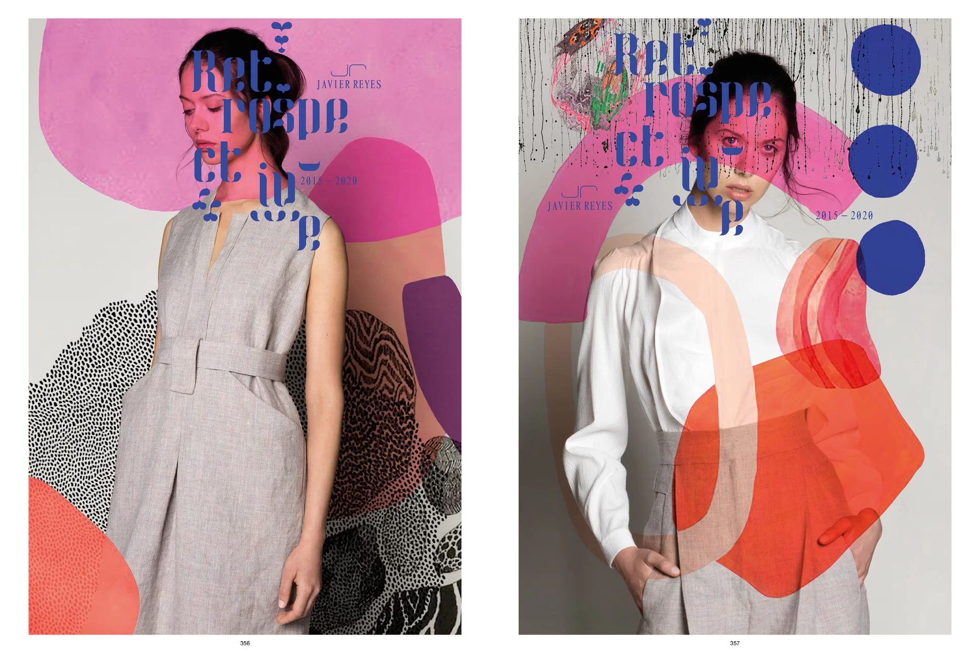 Thom Pfister Buch Inhalt Print Mensch Frau Gesicht Oberkörper Swiss Grafikdesign Begegnungen Art Direction Creative Direction Fotografie Illustration Bunt Blau Pink Orange Rot Grau Schwarz Weiss Text Typografie Bildkomposition 