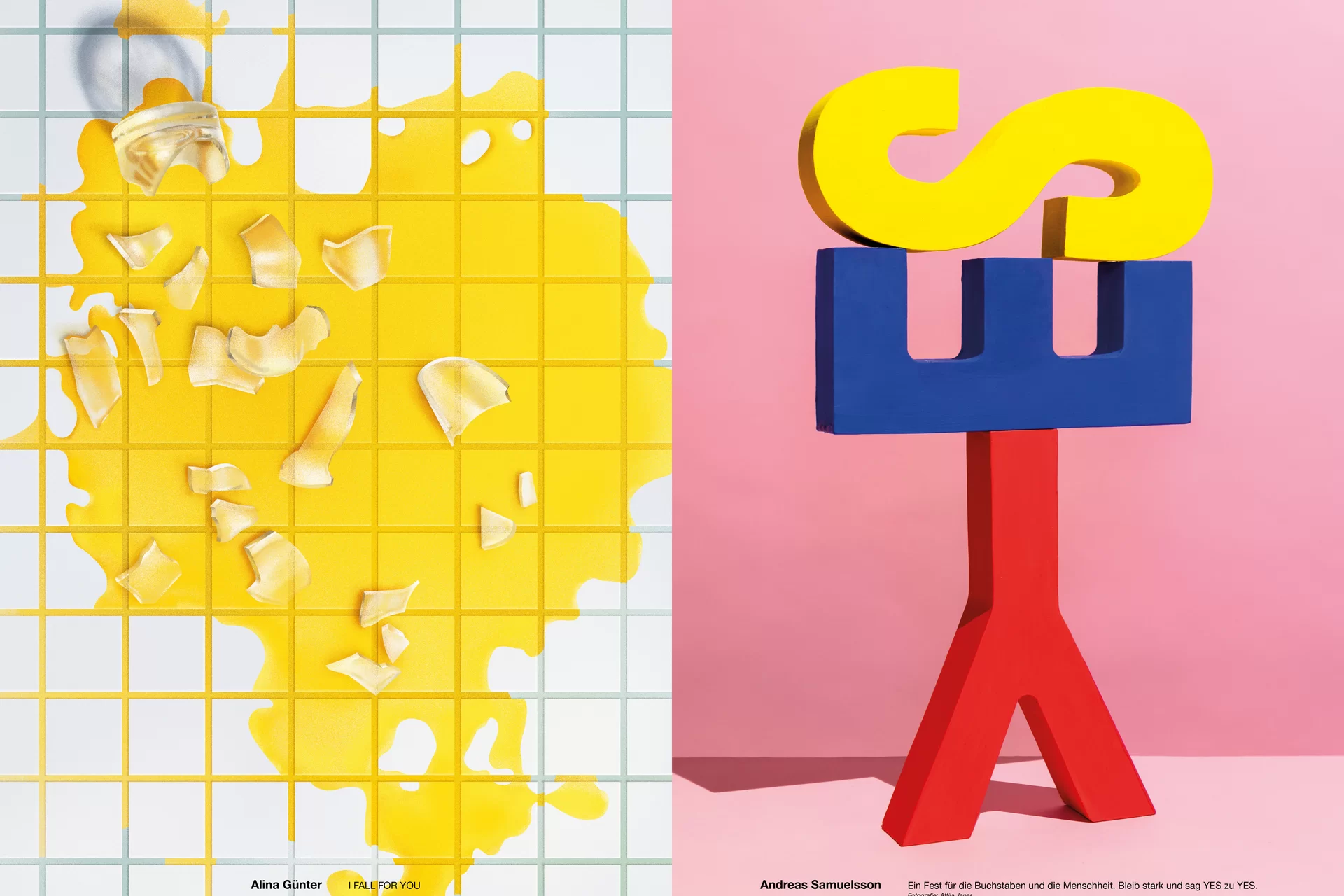 Studio Thom Pfister YES Einmalig Ausstellung Einladung Kuratiert Künstlerinnen Kunst Verkauf Swiss Grafikdesign International Art Direction Creative Direction Grossformat Magazin limitiert Cover Titelbild Inhalt Text Christof Gertsch Plakat Karte Postversand Fotografie Illustration Bunt Farbig Bildkomposition