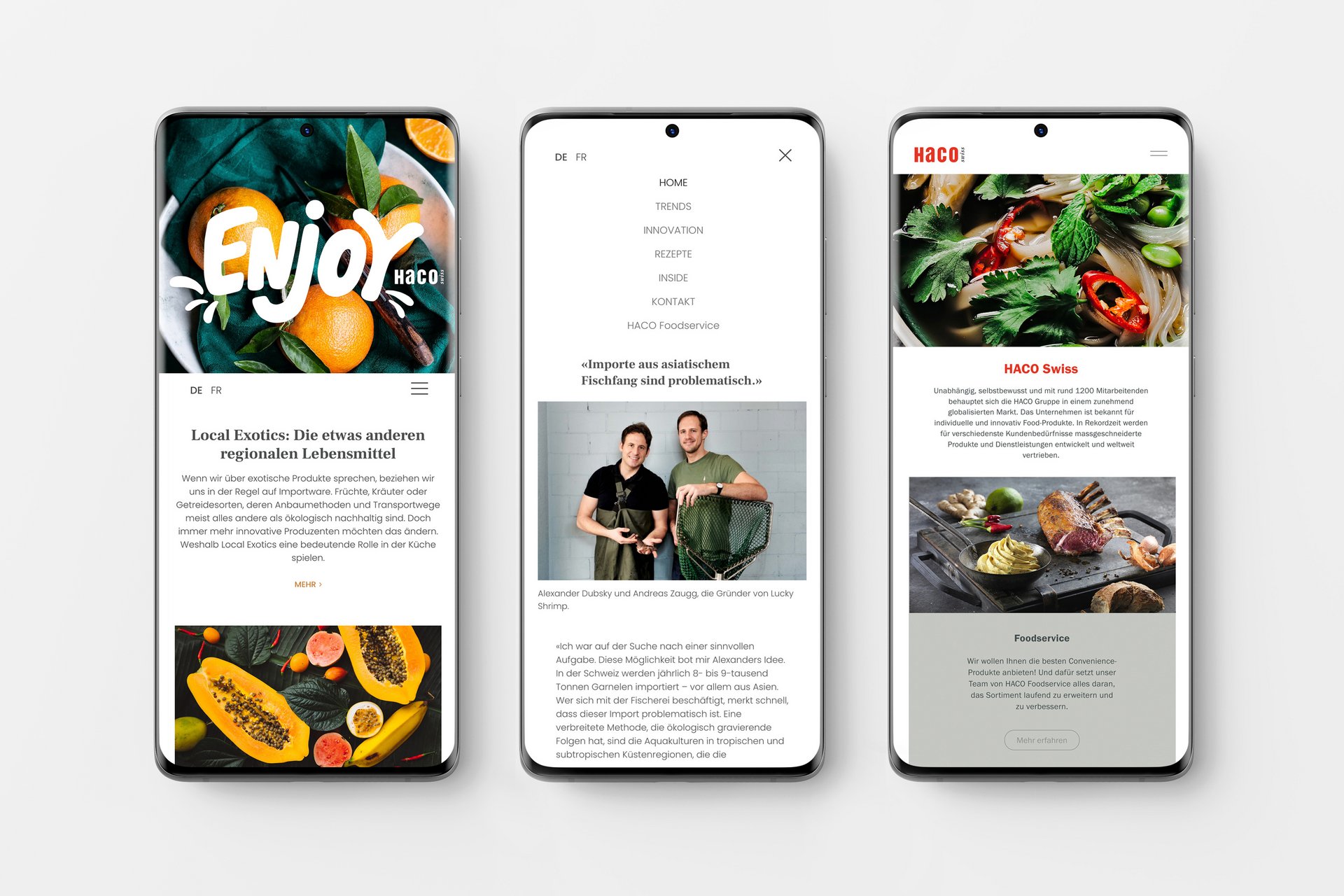 Enjoy Gastronomy Magazine Food Fresh Vegetables Fruits Colorful Appealing Art Direction Typography Text Photography Humans Mobile Website 