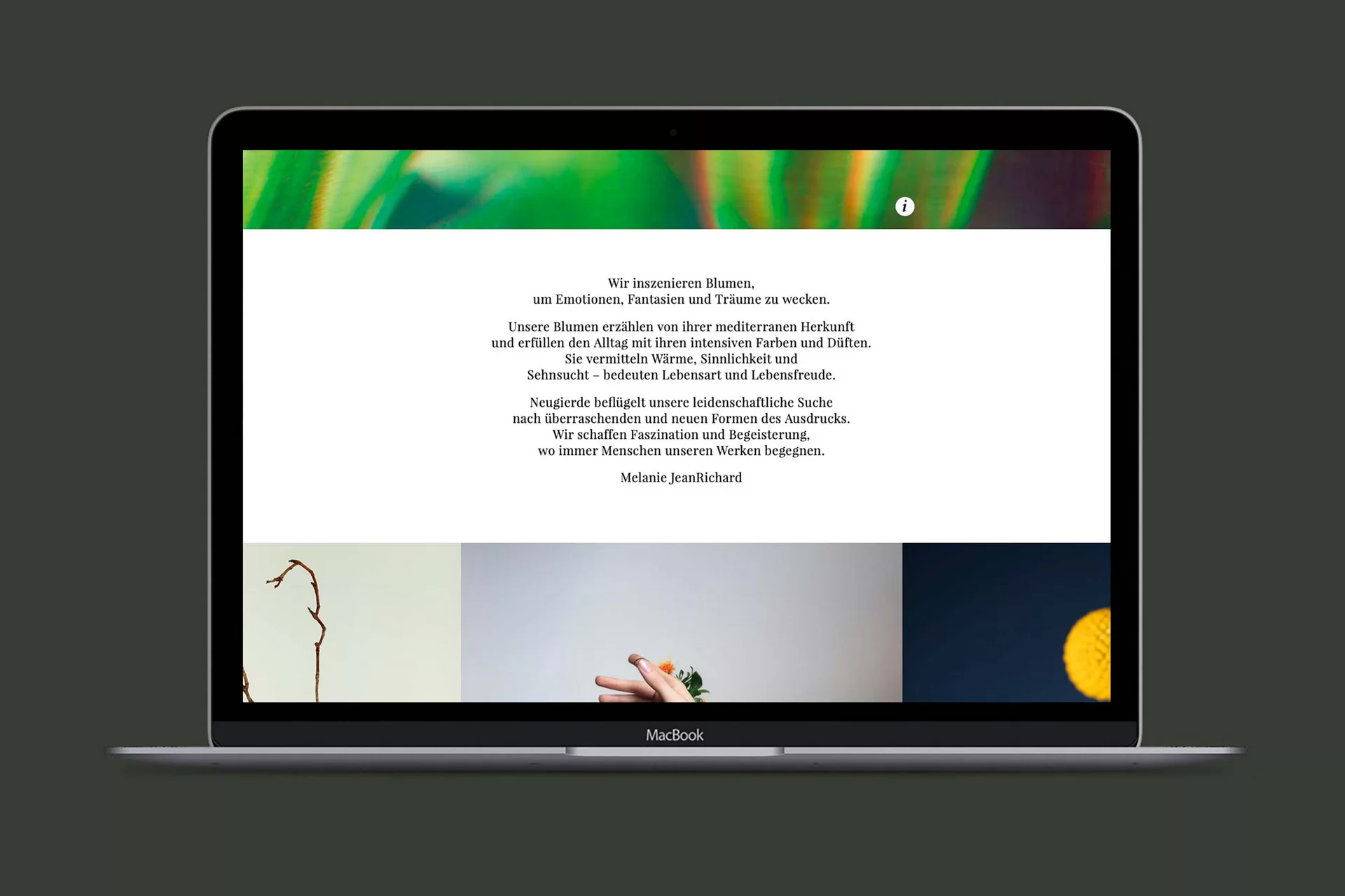 MJR Melanie JeanRichard Blühende Fantasie Mediterran Floristin Blumen Blumenwelt Angepasstes Branding Plakat Cover Print Swiss Grafikdesign Art Direction Creative Direction Fotografie Illustration Bunt Farbig Bildkomposition
