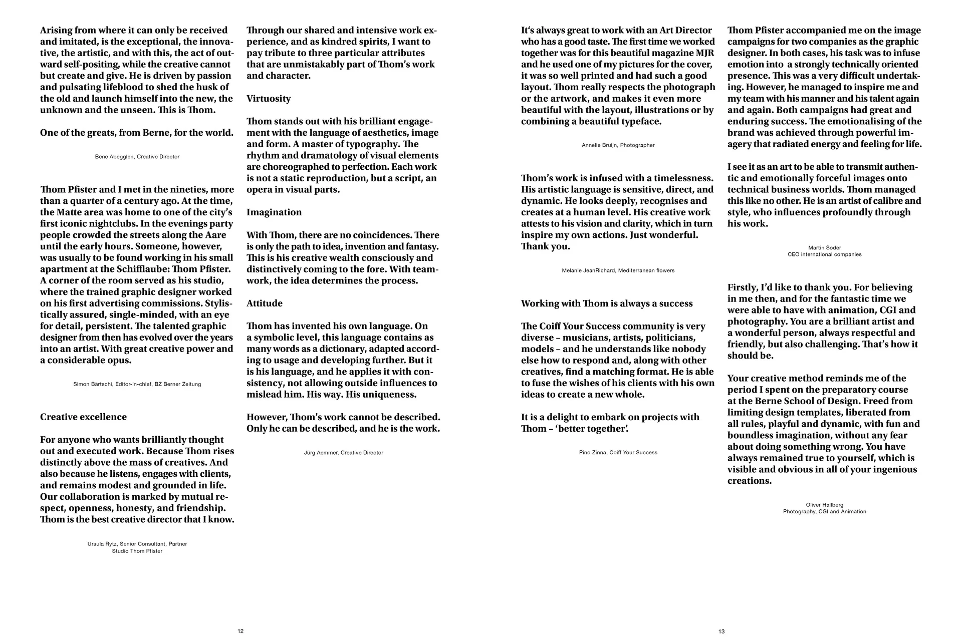 Thom Pfister Buch Inhalt Print Swiss Grafikdesign Begegnungen Art Direction Creative Direction Text