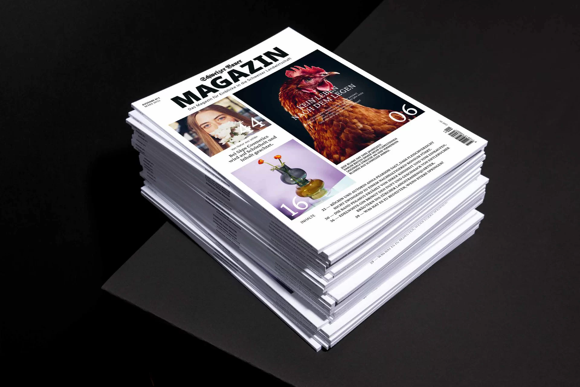 Schweizer Bauer Magazin Landwirtschaft Plakat Mobile Print Webseite Gestaltungskonzept Art Direction Creative Direction Fotografie Illustration Bunt Text Typographie Bildkomposition Essen  