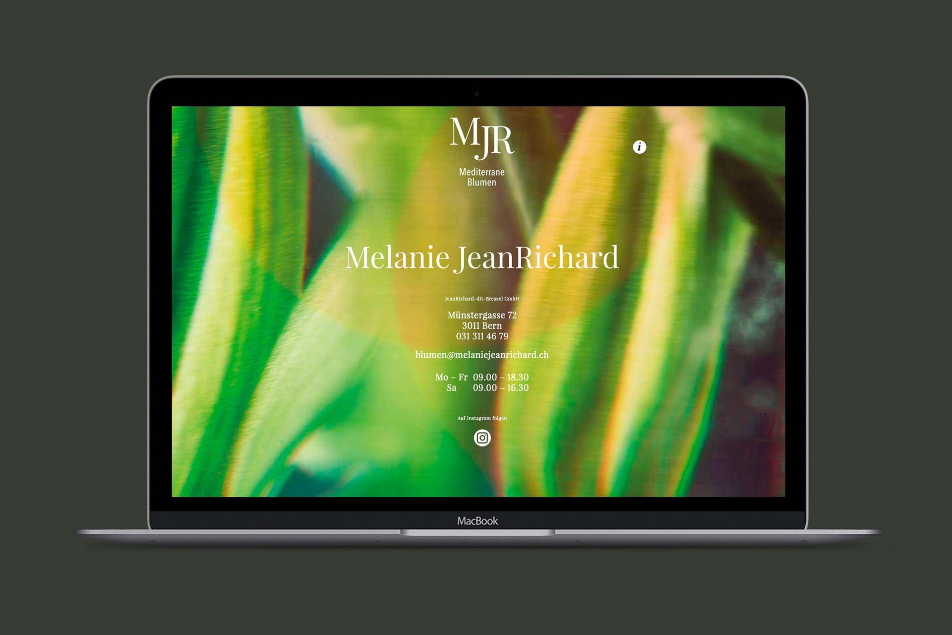 [Translate to English:] MJR Melanie JeanRichard Blühende Fantasie Mediterran Floristin Blumen Blumenwelt Angepasstes Branding Plakat Cover Print Swiss Grafikdesign Art Direction Creative Direction Fotografie Illustration Bunt Farbig Bildkomposition