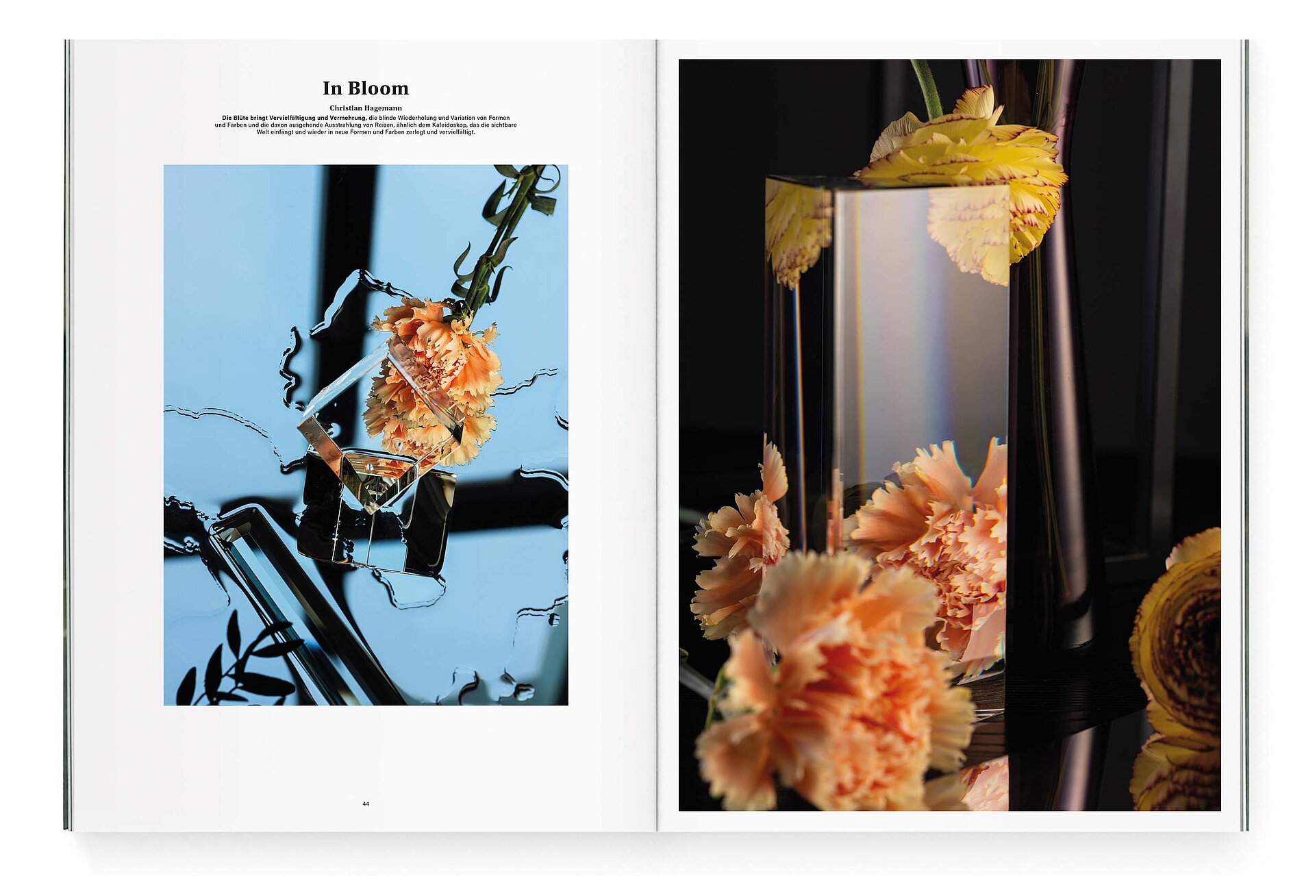 mjr magazine pages with vase and flowers design bern