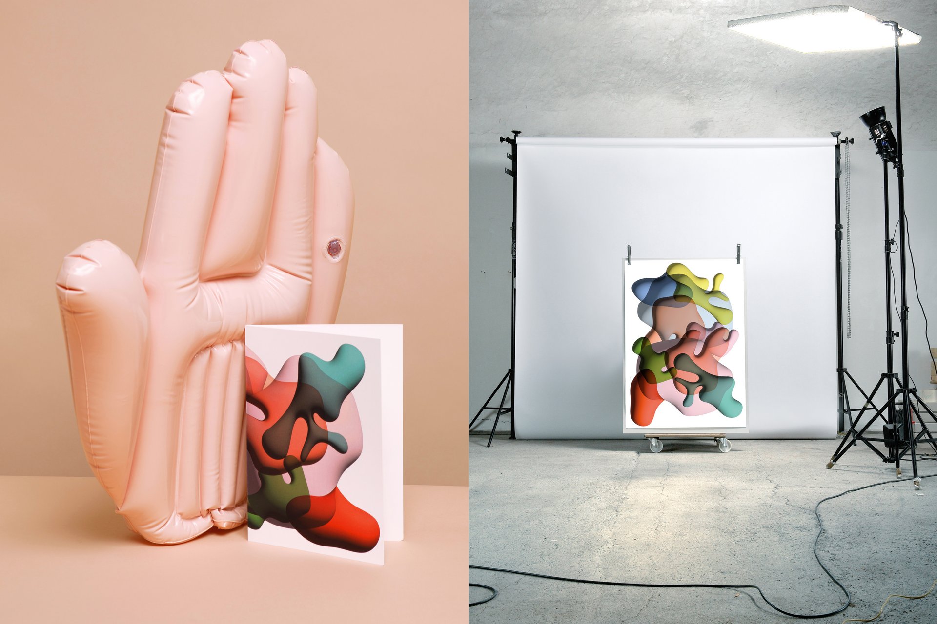 Teo Jakob Advertisement Postcard Colorful Abstraction Swiss Graphicdesign Colors Forms Figures Inflatable Hand fluent Illustration