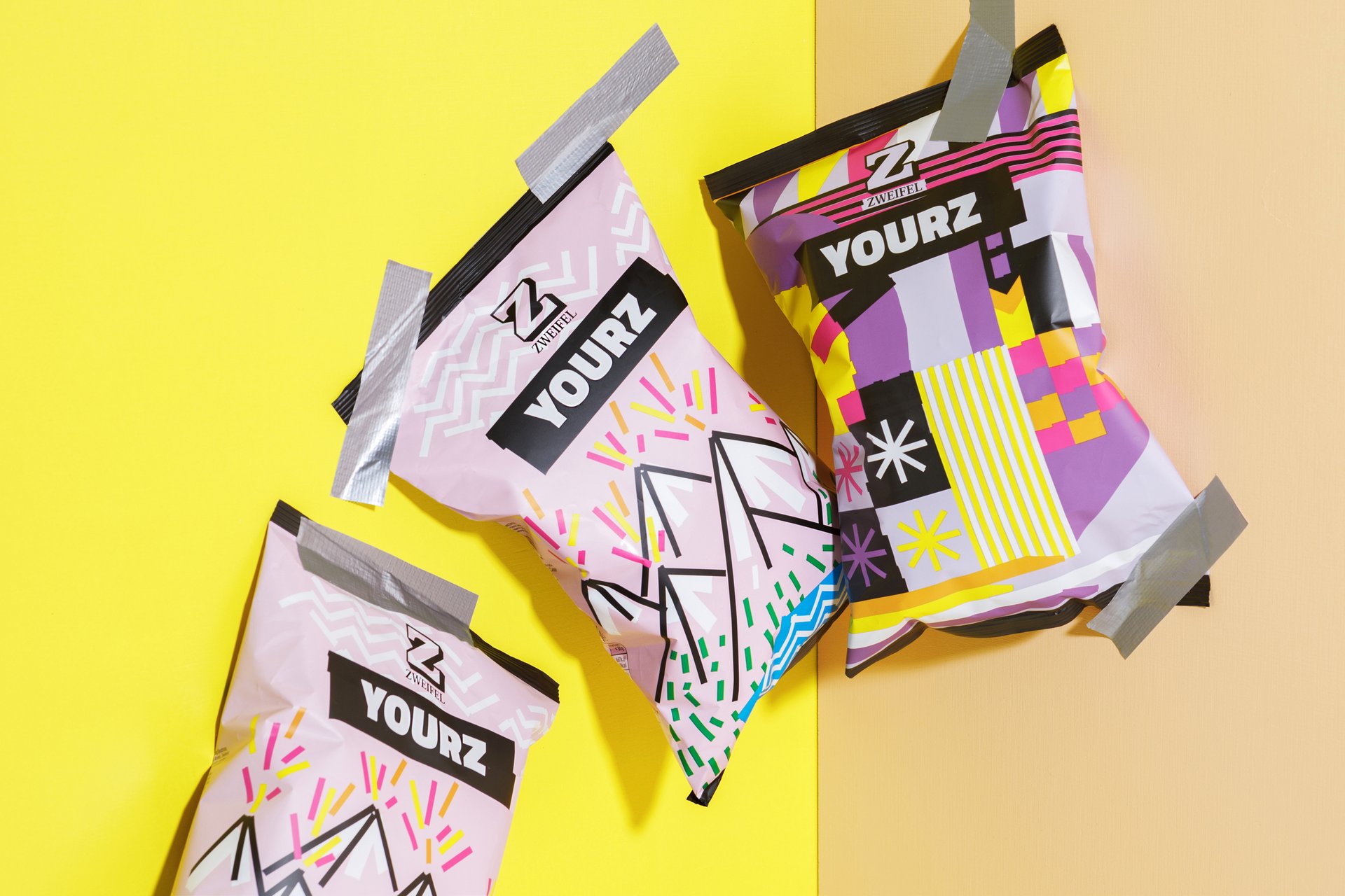 Zweifel Chips Tapeart Tape Snack Colorful Colors Text Designsystem Swiss Graphicdesign Individual Collage Packaging  