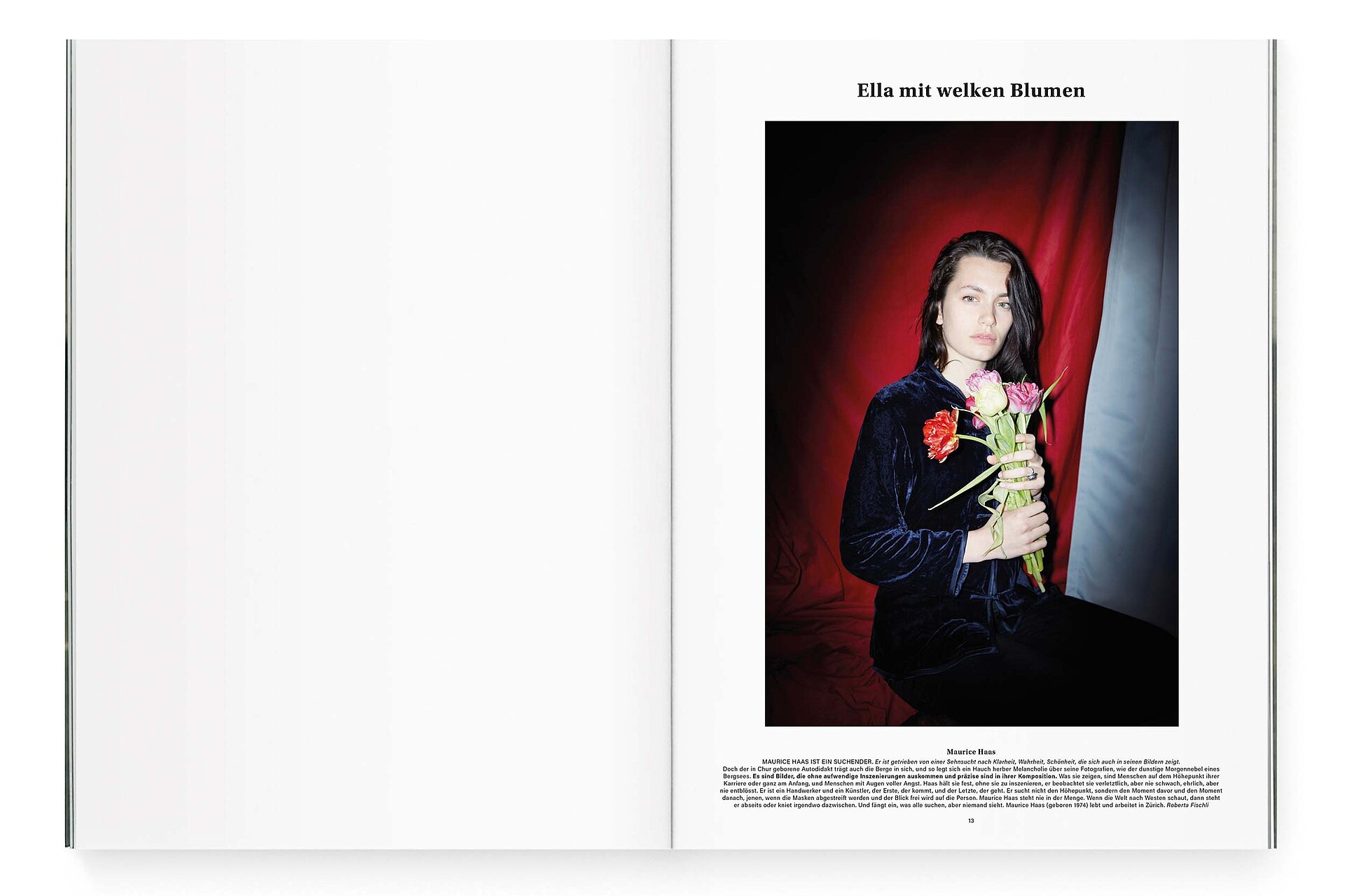 mjr magazine pages with photo of girl with flowers design bern