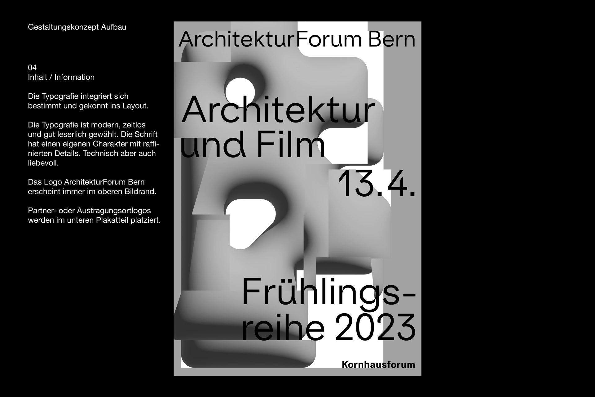 Architekturforum Plakat Bunt System Text Webseite Swiss Grafikdesign Typografie Schrift Text Farben Formen Figuren 3D Fotografie Corporate Design Briefschaften Visitenkarten  