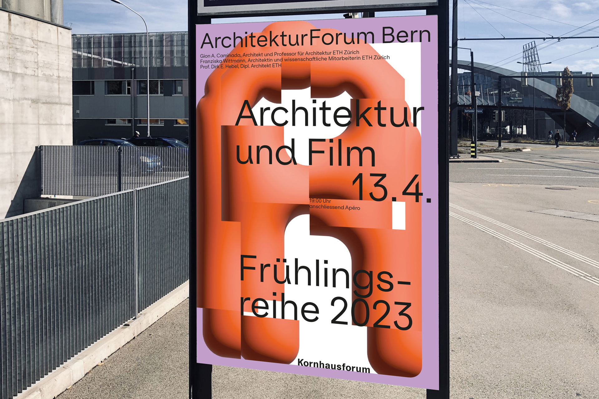 Architekturforum Plakat Bunt System Text Webseite Swiss Grafikdesign Typografie Schrift Text Farben Formen Figuren 3D Fotografie Corporate Design Briefschaften Visitenkarten  