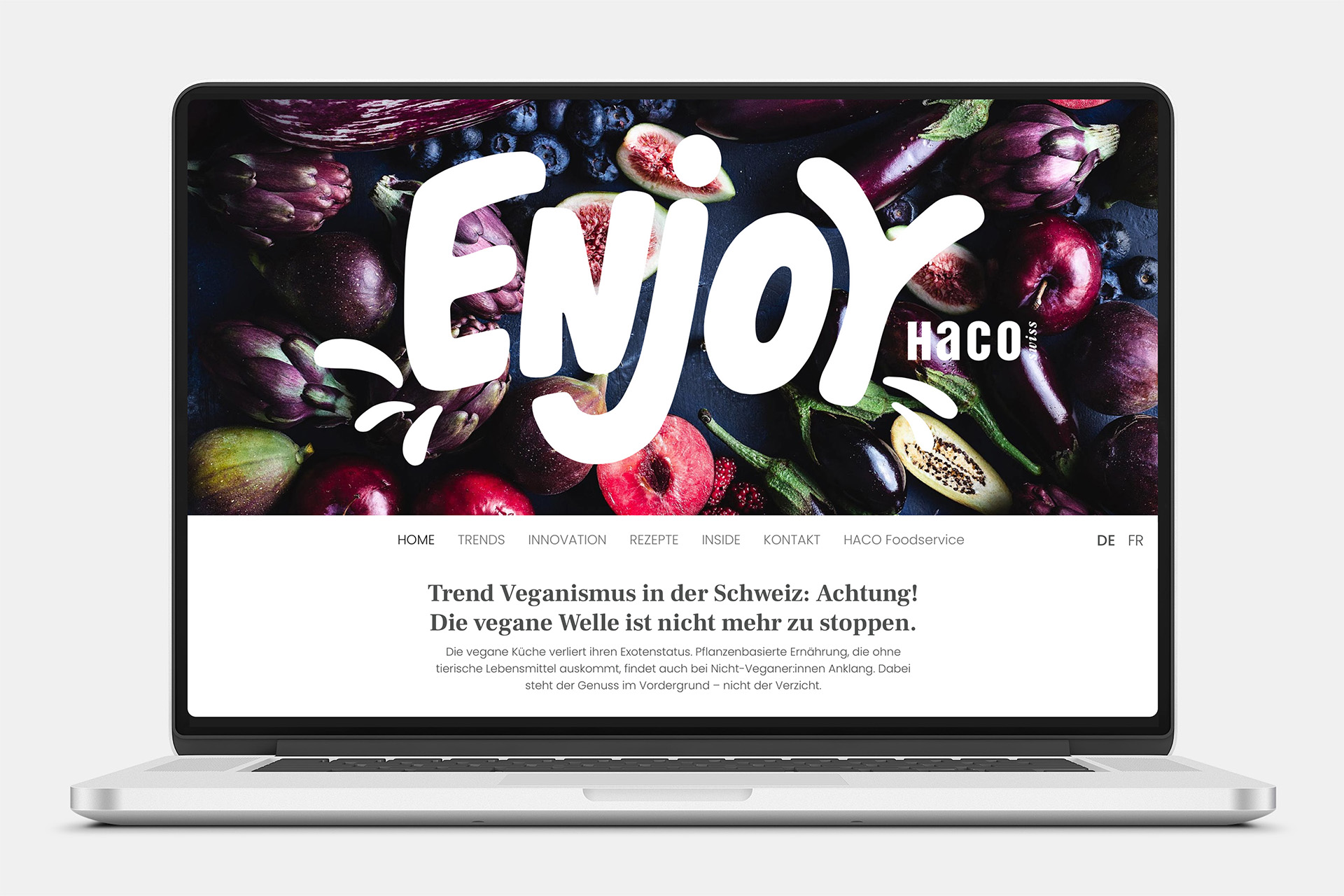 Enjoy Gastronomy Magazine Food Fresh Vegetables Fruits Colorful Appealing Art Direction Typography Text Photography Humans Mobile Website 